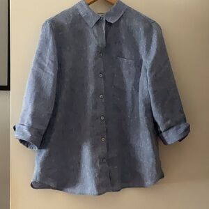 No iron blue linen shirt from Chico’s